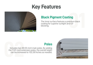 CAMPTOWN HEXA TARP XL-300 Four-Season Waterproof <b>Camping</b> Tarp UV Resistant Sunshade <b>Canopy</b> Aluminum Silver Fabric Outdoor - Product Image 2