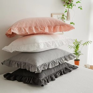 Housse de coussin carrée rayée avec bord festonné, taie d'oreiller en coton, décoration d'intérieur - Product Image 3