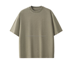 Offres Exceptionnelles : T-shirt Vintage Décontracté pour Homme, 280 GSM, Grammage Lourd, Couleur Unie, Effet Délavé à l'Acide, Impression en Relief - Product Image 2