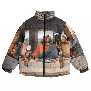Blouson matelassé Hip Hop Hiver Entièrement Imprimé Art Ancien National Personnalisé Enfants Hommes Femmes OEM ODM Chaud Coupe-Vent Imperméable Rembourré - Product Image 1