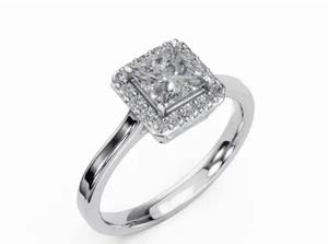 Anillo de Diamante Cultivado en Laboratorio Maries Princess Halo en Oro de 9kt, 14kt o 18kt con 0.87 Quilates, 17 Piedras de Corte Cuadrado, Joyería Sostenible - Product Image 6