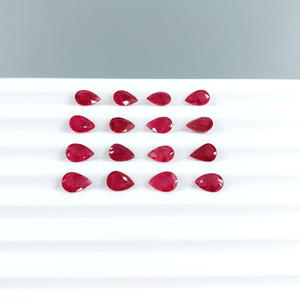 Rubis naturels de Birmanie non traités, formes poire calibrées 6x4mm, pierres précieuses de rubis naturelles facettées en vrac pour la fabrication de bijoux, prêtes à l'emploi - Product Image 2