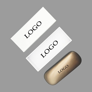 Étui à lunettes de luxe haut de gamme rectangulaire or et blanc avec logo personnalisé - Product Image 3