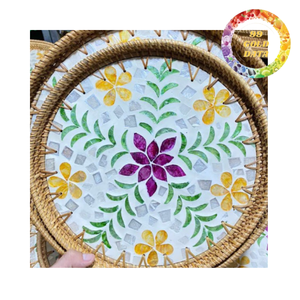 Posavasos de ratán tejido a mano con incrustaciones de concha para mesa de café, decoración de comedor, restaurante y hotel - Product Image 4