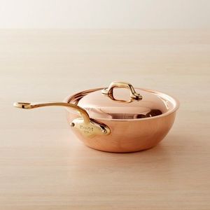 Premium Copper Hammered Sauce <b>Pan</b> With Brass Handle Lid Kitchen Cooking Cookware Pot Wholesale OEM Supplier India Export Bulk - Product Image 3