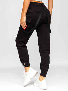 Women's <b>Black</b> <b>Skinny</b> Full-Length Fleece <b>Cargo</b> <b>Pants</b> with Elastic High Waist Zipper Fly Workwear Winter - Product Image 6