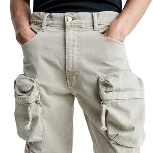 Jean cargo homme coupe droite 100 % coton personnalisé, style ample et tendance avec braguette boutonnée, respirant, dernière collection - Product Image 5