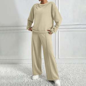 Ensemble de survêtements pour femmes, 2 pièces, surdimensionné, manches longues, tenues décontractées, sweat-shirt à col rond, pantalon de survêtement à jambes larges avec poches - Product Image 5