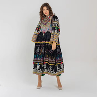 Robe longue vintage afghane unie brodée pour femme, en tissu peigné écologique Kuchi, confortable, vente en gros OEM