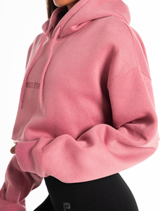 Top Corto con Capucha para Mujer, Transpirable, Tejido, Venta al Por Mayor OEM, Ropa Casual, Tallas Grandes, 100% Algodón, Color Liso - Product Image 4