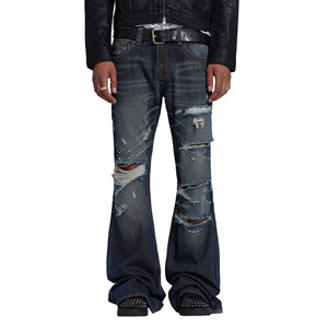 Men's Classic Vintage Design High Waist Regular Fit Straight Denim Pants 100% Cotton Stonewashed for Wash Eco-Friendly - Product Image 2