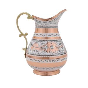 Carafe à eau en cuivre et acier inoxydable 2 litres (67,6 oz) – Intérieur en cuivre pur et extérieur en acier inoxydable – Design floral - Product Image 4