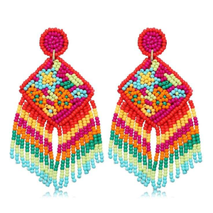 customized seed beaded embroidery <b>handmade</b> <b>earring</b> for girls best price from India - Product Image 1