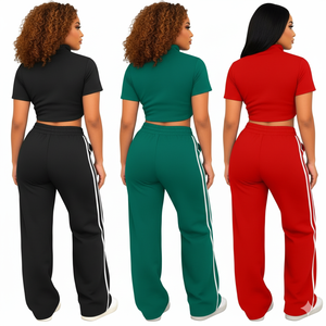 Tuta Sportiva da Donna in Due Pezzi con Felpa a <span class=keywords><strong>Costine</strong></span> e Pantaloni Lunghi Sopra il Ginocchio - Product Image 6