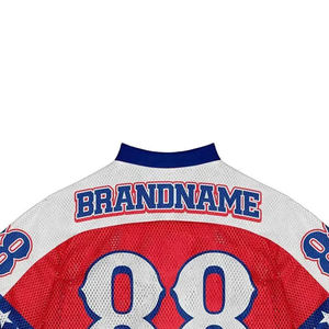 Maillot de football américain rétro streetwear respirant à séchage rapide en mesh coupe ample à manches courtes - Product Image 5