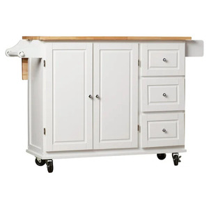 Kitchen <b>Island</b> <b>Table</b>: 53.75'' Wide Mobile Cart with Storage Drawers & Locking Wheels - Product Image 1