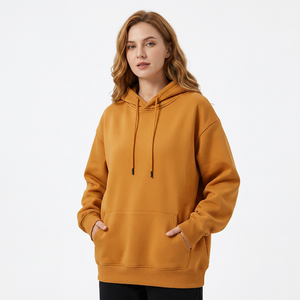 Unisex Regular Fit Solid Color <b>Hooded</b> <b>Fleece</b> Sweatshirt Casual Autumn Pullover Pocket Regular Sleeve Knitted Polyester - Product Image 3