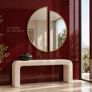 <b>Gold</b> Split Circle Wall <b>Mirror</b> Set Modern Metal 2 Piece Decorative <b>Mirrors</b> for Living Room Bedroom Entryway Luxury Home Decor Art - Product Image 2