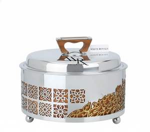 Olla para calentar comida metálica con tapa creativa hecha a mano de acero inoxidable, plato para servir tipo buffet, cacerola, adecuada para cualquier ocasión. - Product Image 5