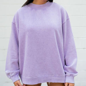 Women's Light Blue Oversized Sweatshirt <b>Drop</b> Shoulder Long Sleeve Casual Fleece Pullover Loose Fit Soft Cozy Cotton Blend Autumn - Product Image 2