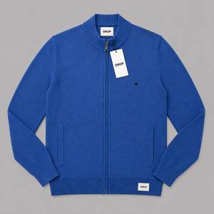 Cardigan en maille à col montant zippé pour homme, mélange de coton, léger et décontracté, OEM ODM, logo personnalisé, prix de gros au Bangladesh - Product Image 6