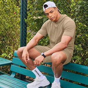 Comfortable Men’s Hoodie and Shorts <b>Set</b> Lightweight Summer Outfit Casual Gym Wear Street Style Daily Fashion Combo - Product Image 3