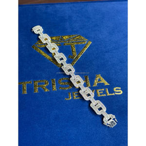 High Quality <b>Iced</b> <b>Out</b> Diamond Link Bracelet 925 Sterling Silver With VVS Lab Grown Diamond Setting Luxury Men’s Jewelry - Product Image 1