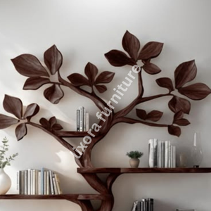 Modern Artistic Tree Shaped Wall Mounted <b>Solid</b> <b>Wood</b> Floating Bookshelf Luxury Decorative Display Rack - Product Image 2