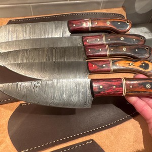 Hand Forged 67-Layer Damascus Steel Chef <b>Knife</b> <b>Set</b> with Wood Handles | 5-Piece Ambidextrous Luxury Kitchen <b>Knife</b> Gift - Product Image 5