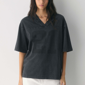 Camiseta Deportiva Negra, Holgada, Talla Grande, 100% Algodón Tejido, Transpirable, Manga Corta, Verano, Unisex, Lavado Ácido - Product Image 1