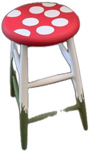 Watermelon Print Contemporary Kids Wooden <b>Stool</b> Round Tabletop <b>Childrens</b> Seat Home Decor - Product Image 2