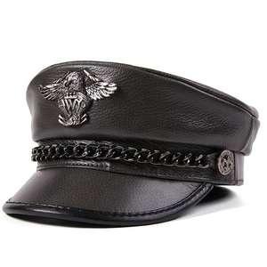 Casquettes de camionneur pour hommes en 100 % coton, personnalisables, style mode, en cuir de vachette, casquettes plates noires, style chapeau en cuir - Product Image 2