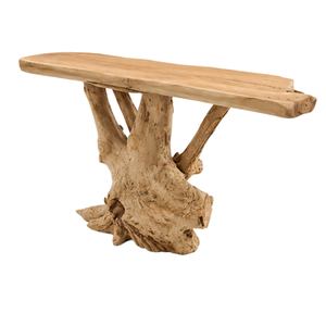 Table console ARTERRA en bois massif rustique en racine de teck, faite à la main, écologique, bord naturel, moderne, durable et facile à nettoyer, pour salon - Product Image 5