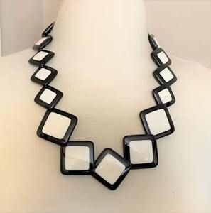Blue <b>Resin</b> <b>Craft</b> Beaded Necklace Irregular Shape Fashion Statement Jewelry Accessory - Product Image 6