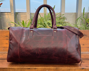 La mejor bolsa de viaje de fin de semana de cuero genuino de grano completo grande para hombres, zapatos de fin de semana de piel de vaca Vintage, bolsas de viaje para la noche - Product Image 4