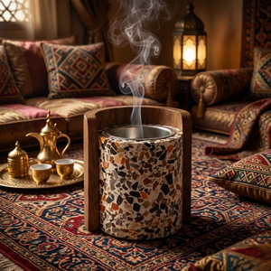 Luxury Resin Inlay Marble <b>Bakhoor</b> Burner Wooden <b>Oud</b> Incense Holder Arabic Fragrance Burner Home Decor Wedding Gift Set Premium - Product Image 2