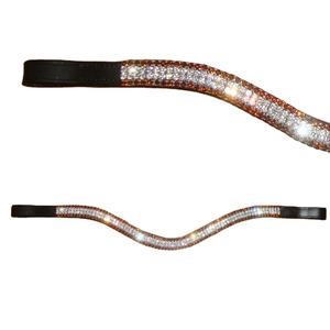 Diadema Ecuestre de Cuero con 4 Hileras de Cristales de Topacio Ahumado para Deportes Ecuestres - Product Image 2
