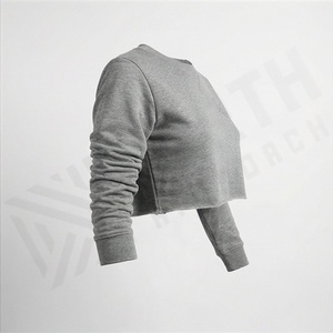 เสื้อครอปท็อปผู้หญิงผ้าฝ้ายสีตามสั่ง แขนยาว แบบโปร่ง ถักทอ สไตล์สตรีทแวร์ สำหรับออกกำลังกาย ฟิตเนส ยิม แอคทีฟแวร์ - Product Image 3