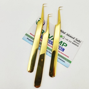 แหนบต่อขนตาเคลือบทอง 24k ทำจากสแตนเลสสตีล ปลายแหลมจับแน่น งอ 90 องศา - Product Image 6
