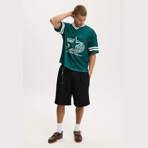 Oversized Plus Size 100% Polyester Sport T-Shirt Heavy Weight Mesh Jersey Custom V Neck Silk Screen <b>Tshirts</b> for Men - Product Image 6