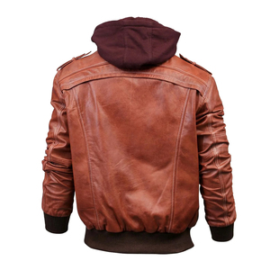 Leather with Embroidery <b>Sheepskin</b> <b>Jacket</b> Wholesale Custom Men's Winter Bomber Winter <b>Jacket</b> High Quality Windproof - Product Image 2