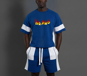 Nouvelle Collection 2026 – Ensemble Décontracté T-shirt et Short Col Rond Manches Courtes Léger 100% Coton – Tenue d'Été Homme 2 Pièces - Product Image 1