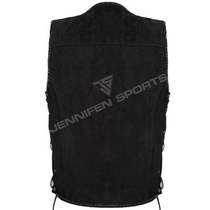 Chaleco de Cuero de Gamuza Vintage de Alta Calidad para Hombre, Estilo Motociclista, Cierre con Ganchos Metálicos, Sin Mangas - Product Image 6