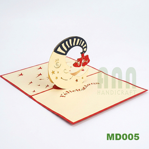 Nueva Tarjeta de Felicitación 3D Pop-up con Diseño de Luna, Invitación para Bautizo, Baby Shower, San Valentín, Cumpleaños, Día del Padre, Papel Offset - Product Image 2