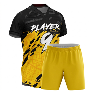 Custom Red lacrosse uniform <b>Set</b> Player 20 Blue Shorts V-Neck Sublimated Print Moisture Wicking Unisex Adult Apparel - Product Image 2