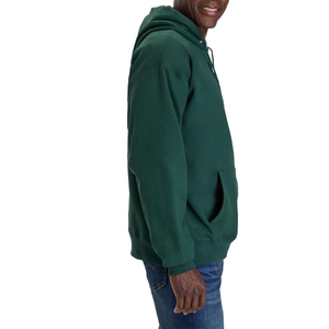 Sweat-shirt à capuche vert foncé pour homme, streetwear d'hiver, coupe classique, couleur unie, poche avant, décontracté, en molleton tricoté 100% coton - Product Image 2