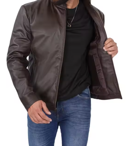 เสื้อแจ็คเก็ตหนังคอตั้งสำหรับผู้ชายสำหรับใส่ในฤดูหนาว - Product Image 4