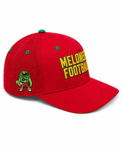 Casquette Snapback en maille rouge Meloners Football avec logo brodé sur le panneau avant, unisexe, ajustable, 6 panneaux - Product Image 1