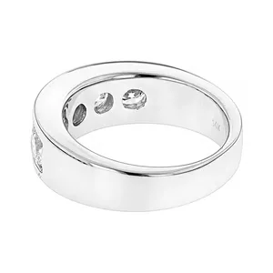 Bague pour homme EtherStar 1.00ctw en diamant de laboratoire, or massif 8mm, 5 pierres serties en canal, coupe classique ronde brillante, alliance de mariage - Product Image 5