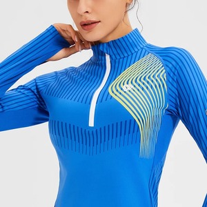<b>Women</b> Fitness Sports Long Sleeve <b>Top</b> Quick Dry Gym Yoga Shirt Quarter <b>Zip</b> Slim Fit Running Workout Activewear Front - Product Image 3